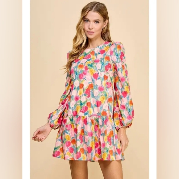 TCEC Dresses & Skirts - NWOT TCEC Floral Long Sleeve Dress